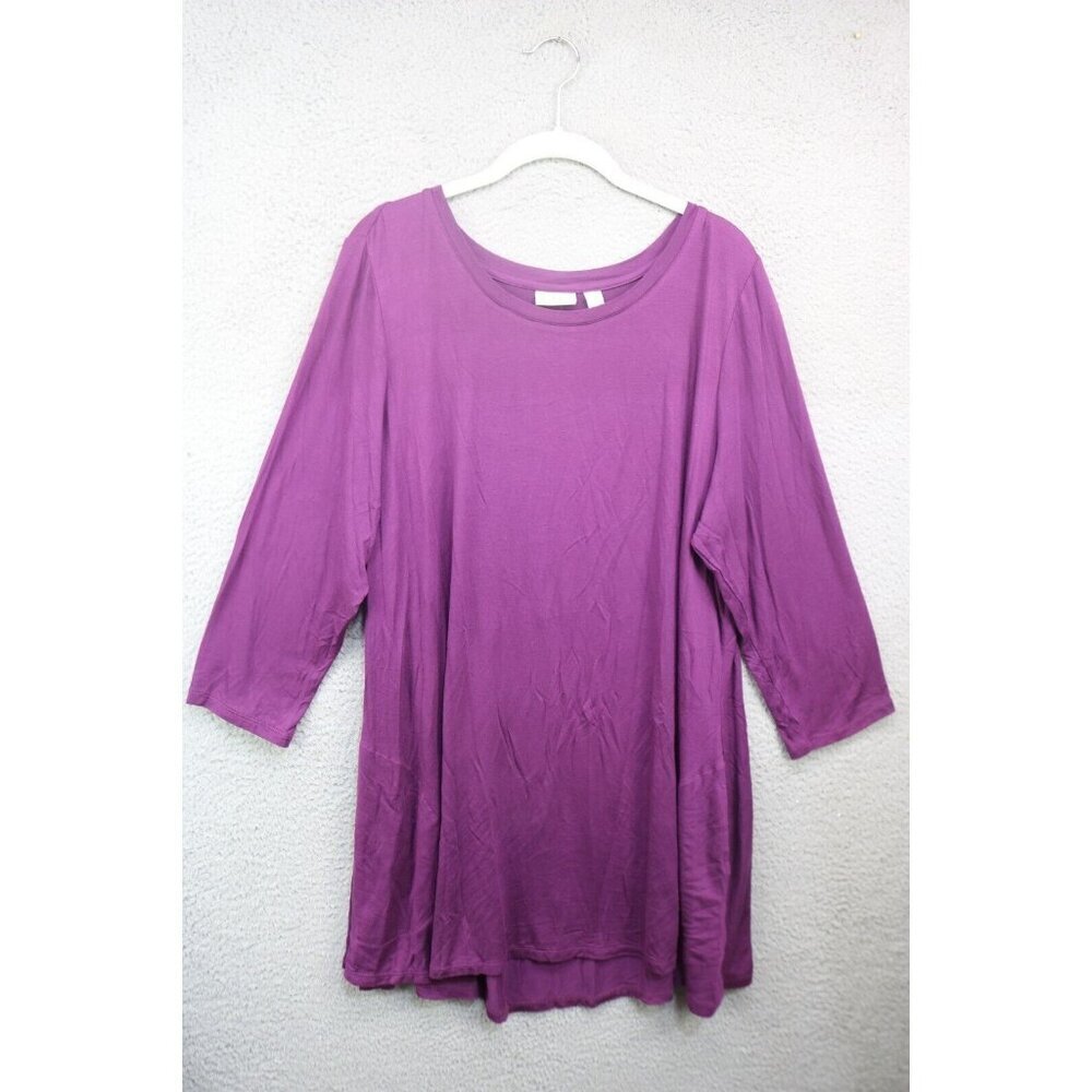 LOGO by Lori Goldstein 3/4 Sleeve Purple Tunic-Pockets-Size 1X